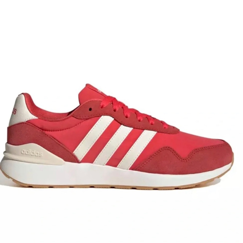 Adidas Women’s Red and White Retro-Style Sneakers